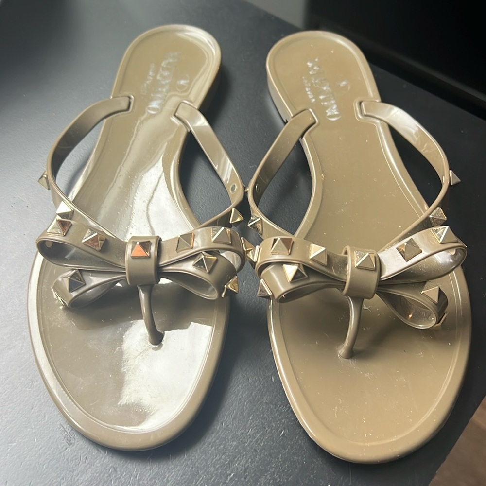 VALENTINO Garavani Jelly Rockstud Bow Green Slide jelly studed Sandals size 38